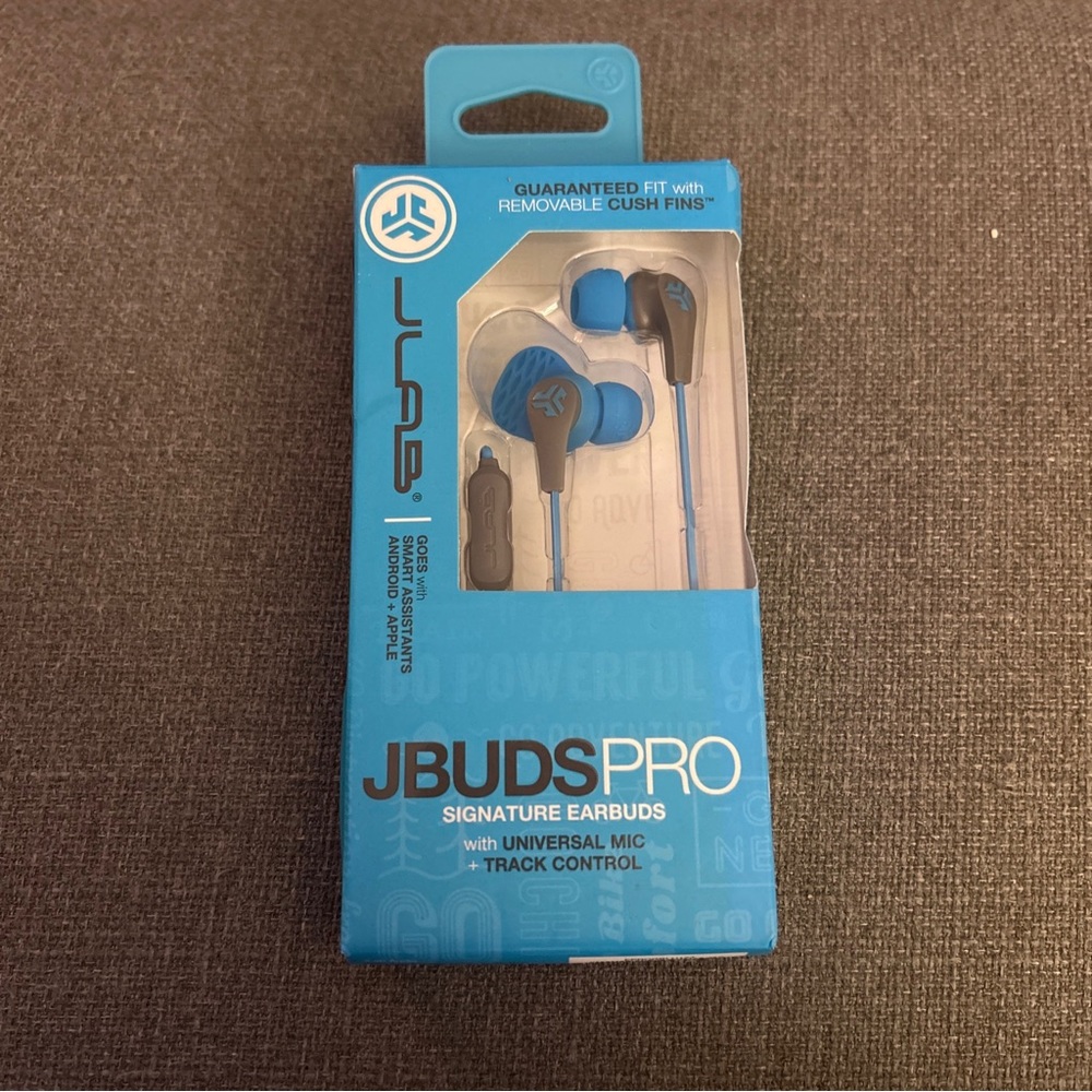 New JBuds Pro Signature Blue/Gray Earbuds with Wire